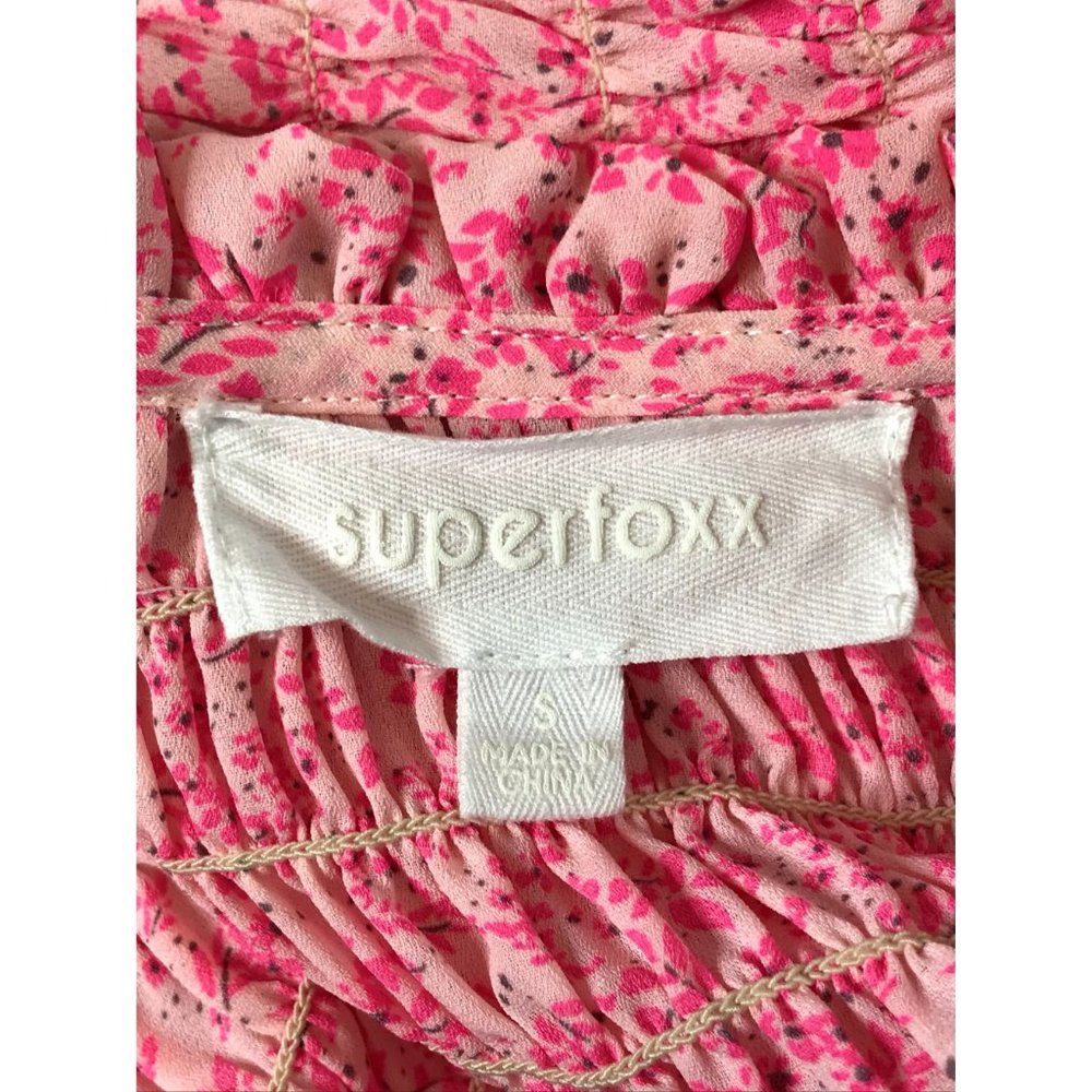 SOLD Superfoxx Pink Floral Smocked Midi Dress Size Small - Picture 9 of 11